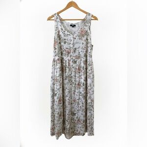 Frye Floral Button Down Sleeveless Maxi Dress in Soft Pink and Green